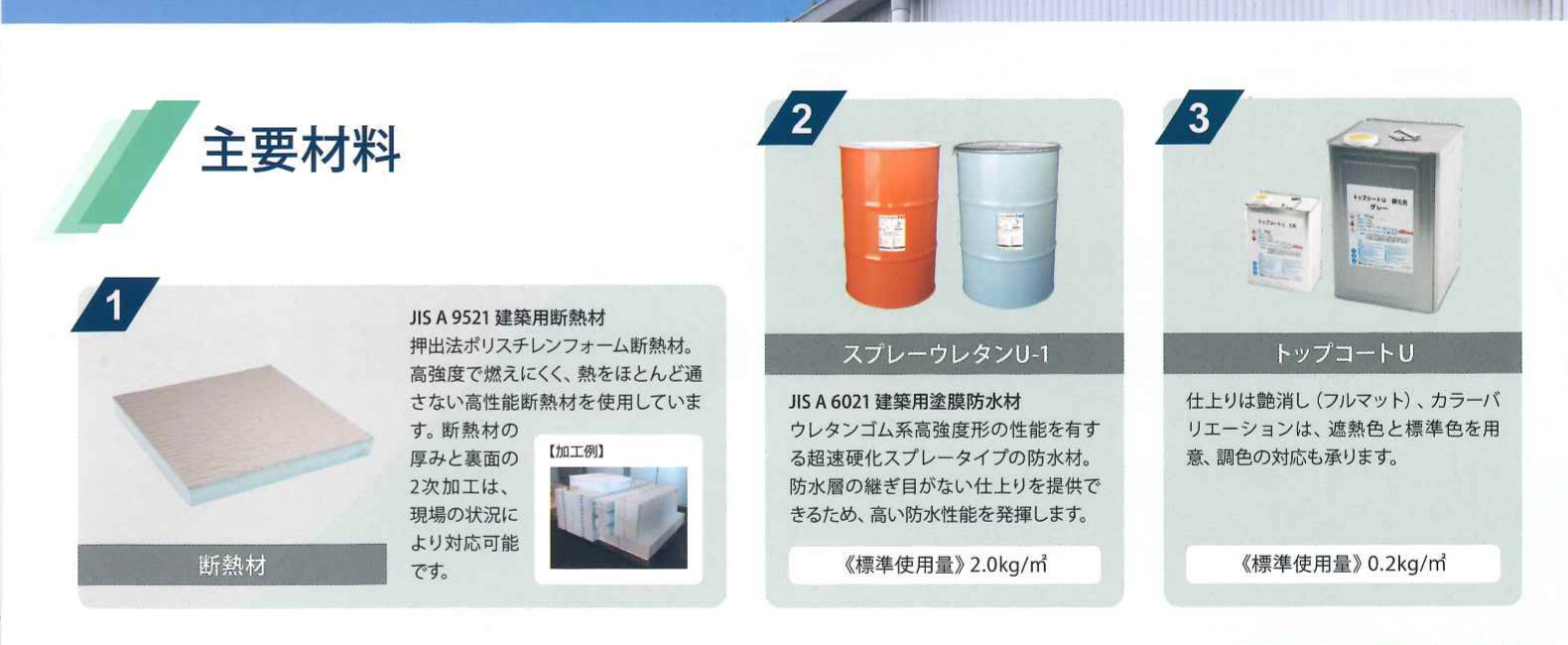 URS FITに使用する断熱材、スプレーウレタンU-1、トップコートU